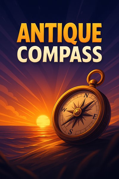 Elegant Antique World Map with Compass at Sunset