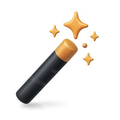 3D Magic Wand Icon with Sparkles in Isometric View