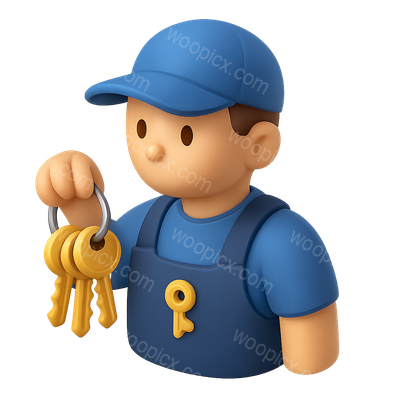 3D Locksmith Icon with Keys in Isometric View