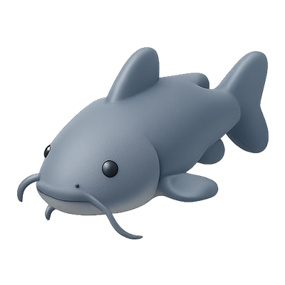 Cute 3D Cartoon Catfish Character Design