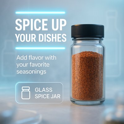 Promotional Image Featuring Glass Spice Jar for Culinary Use