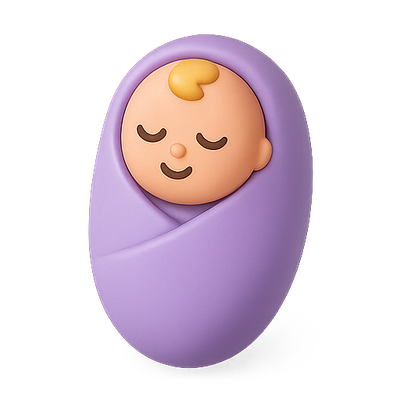 Cute Baby Figure in Purple Swaddle Design