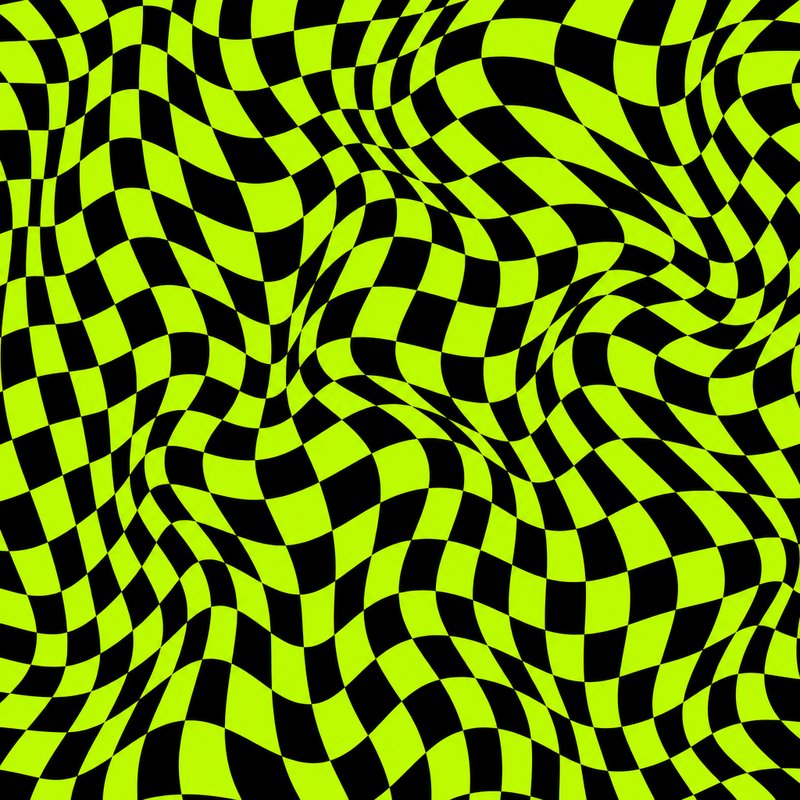 neon warped checkerboard pattern