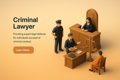 3D Scene of a Criminal Lawyer in Courtroom Setting