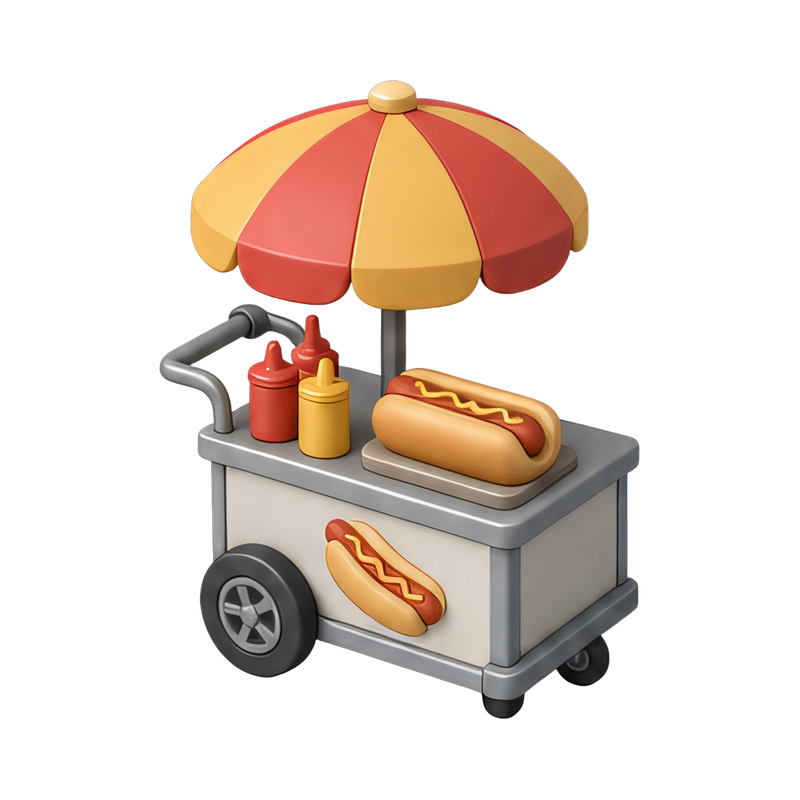 colorful hot dog cart