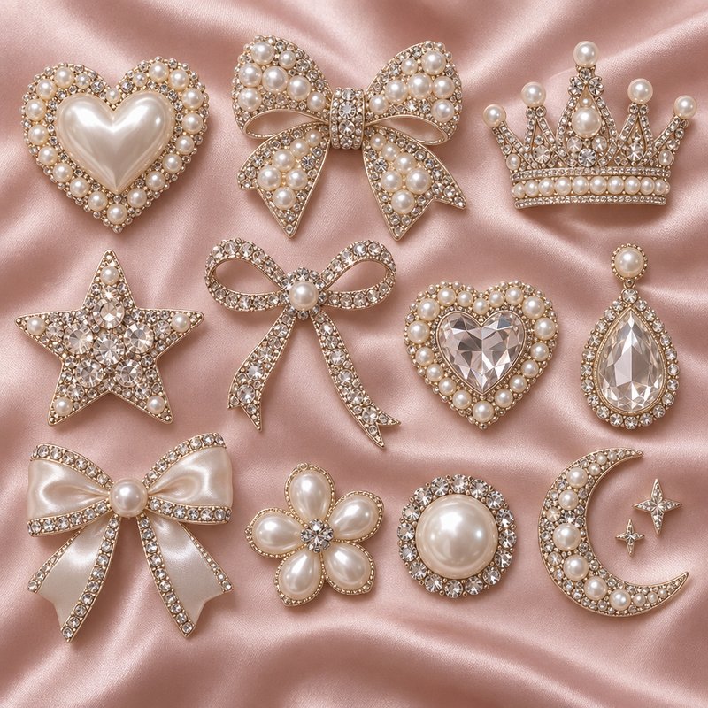 Pearl and rhinestone design elements