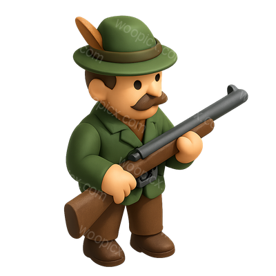 3D Icon of a German Hunter with Rifle