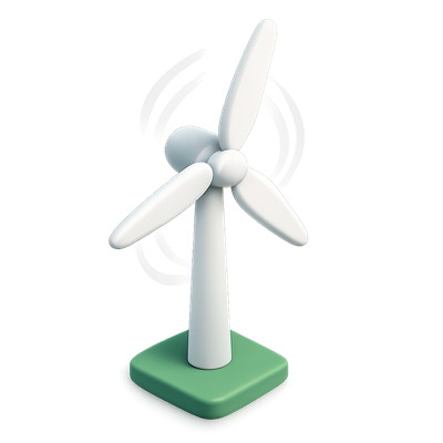 3D Icon of a Wind Turbine with Modern Design