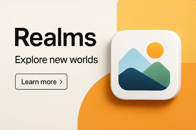 Modern Corporate Advertisement for Realms with Bold Typography