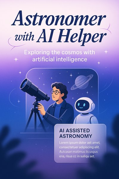 Astronomer with AI Helper Exploring the Cosmos