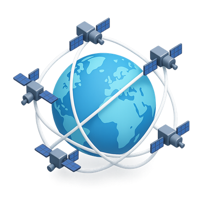 3D Satellite Constellation Icon with Earth Visualization