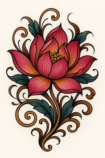 Vibrant Floral Illustration with Intricate Details