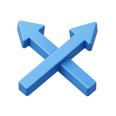 Stylish 3D Diagonal Arrows Icon with Isometric View
