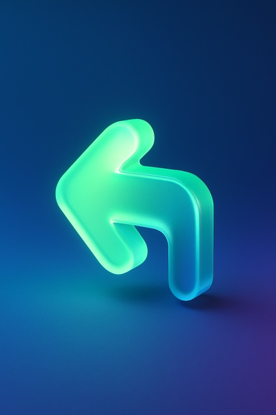3D Glowing Arrow Icon with Realistic Shadow Effects