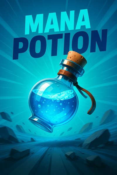 Dynamic Mana Potion Illustration with Bold Design Elements