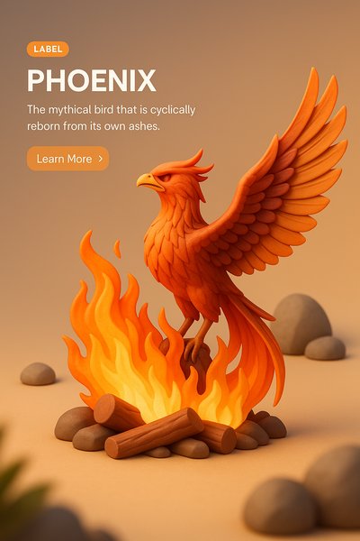 Detailed 3D Illustration of a Phoenix with Fire Elements