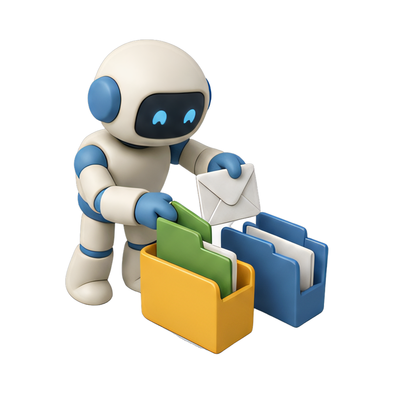 robot organizing emails