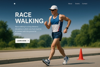 Stylish Race Walking Web Page Design Concept