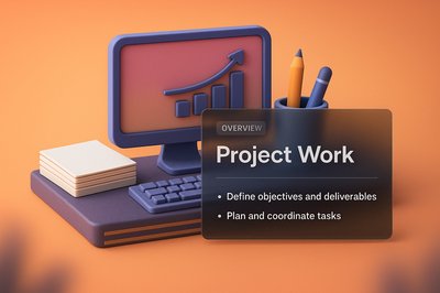 3D Illustration of Project Work with Creative Design Elements