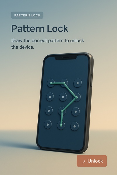 3D Pattern Lock Illustration with Realistic Style