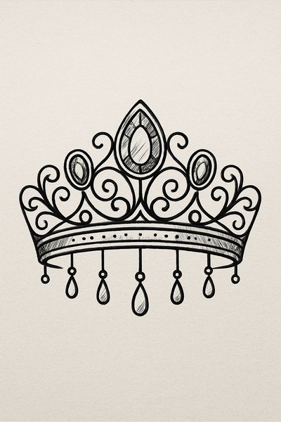 Elegant Hand-Drawn Crown Illustration for Design Projects