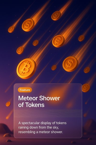 Captivating Meteor Shower of Tokens in 3D Illustration