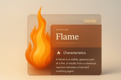 3D Illustration of a Flame with Informative Overlay