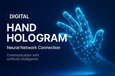 Digital Holographic Hand Representing AI Communication