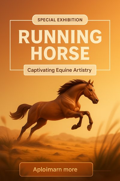 Running Horse Exhibition Graphic - Captivating Equine Artistry