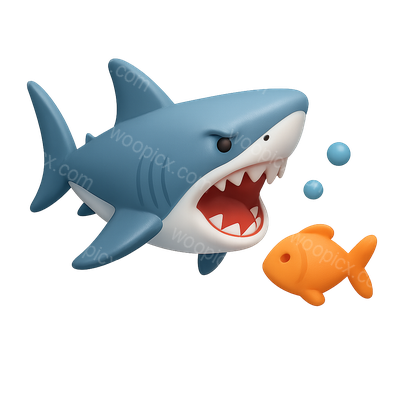 Cartoon Shark and Fish Illustration