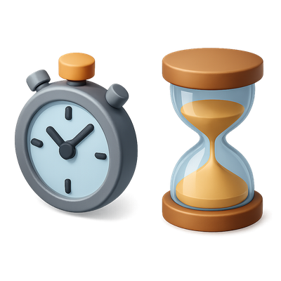 Stylish 3D Timer and Hourglass Icon Design