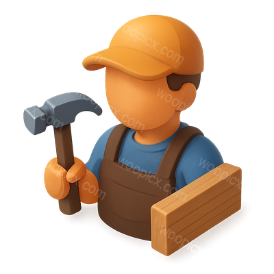 Stylized 3D Icon of a Construction Worker with Hammer