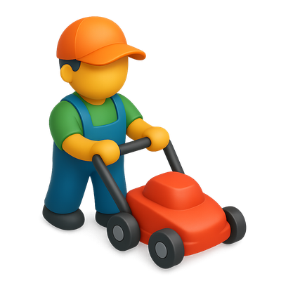 3D Lawn Care Specialist Icon with Mower