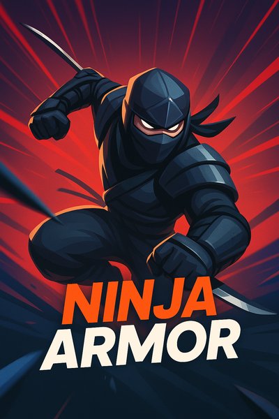 Dynamic Ninja Armor Illustration with Bold Colors