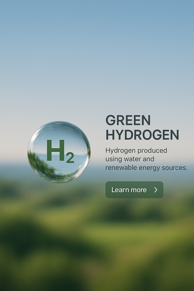 Green Hydrogen: Water Element Bubble in 3D Realistic Style