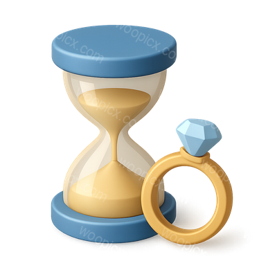Stylish Hourglass with a Ring Icon in 3D View