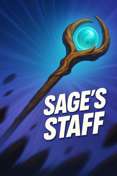 Dynamic Illustration of a Sage's Staff with Vibrant Background