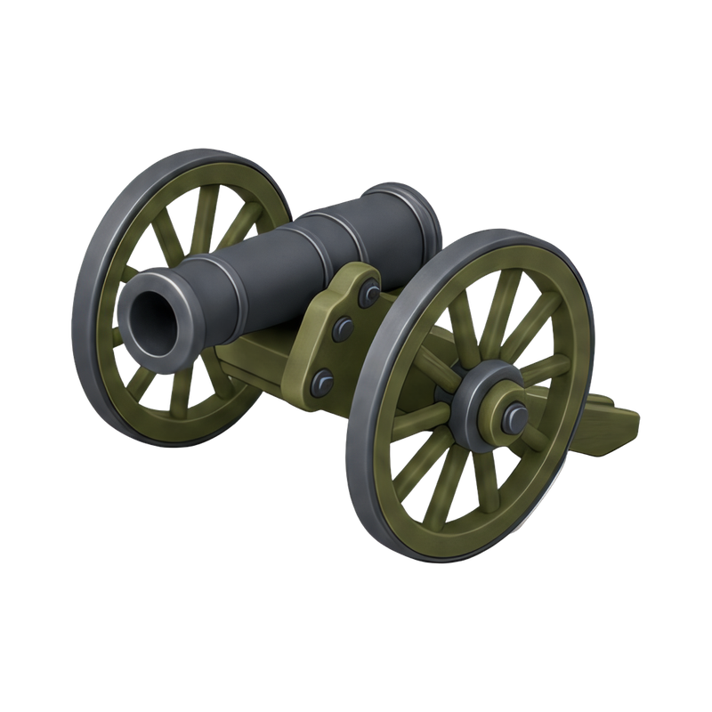 rustic field cannon on wheels