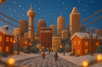 Woolen Downtown Atlanta in a Winter Wonderland Scene