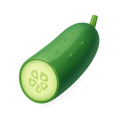 Realistic Illustration of a Cucumber with Cross-Section View