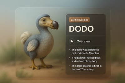 3D Illustration of the Extinct Dodo Bird with Informative Overlay