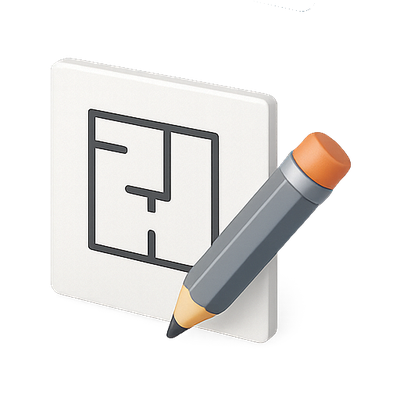 Creative Icon of a Pencil and Sketchpad