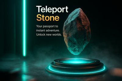 Neon Teleport Stone Design for Adventure Marketing