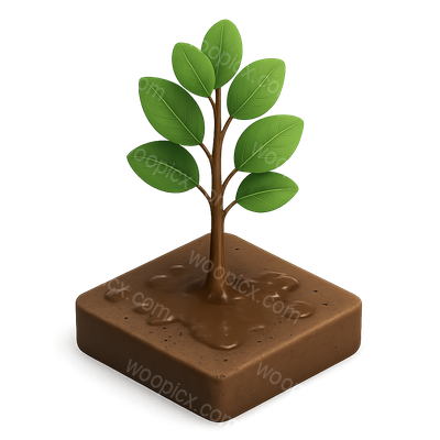 Stylized 3D Alder Tree Icon with Isometric Design