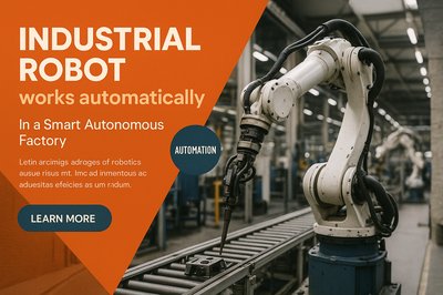 Industrial Robot in Smart Autonomous Factory Illustration