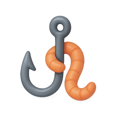 Illustrative Fishing Hook with Worm Design