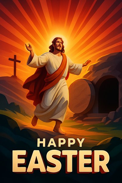 Dynamic Easter Celebration: Jesus' Resurrection Artwork