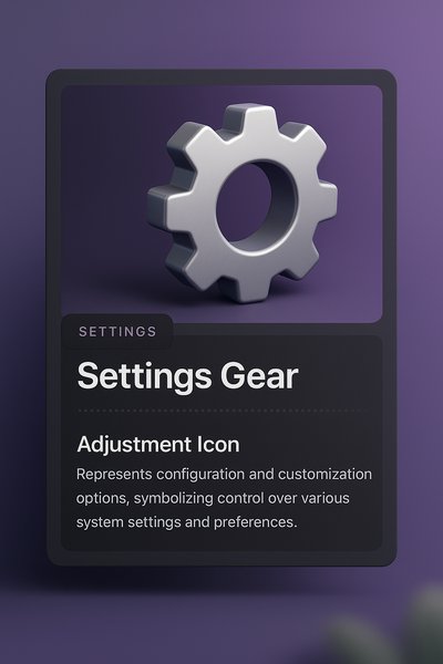 3D Settings Gear Icon with Stylish Design Elements