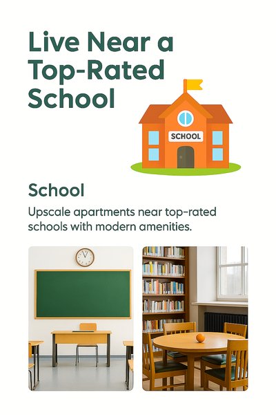 Promotional Graphic for Upscale Apartments Near Schools