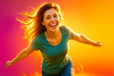Radiant Woman in a Vibrant Field of Light